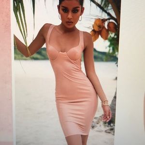 House of CB London Pascha nude pink latex dress